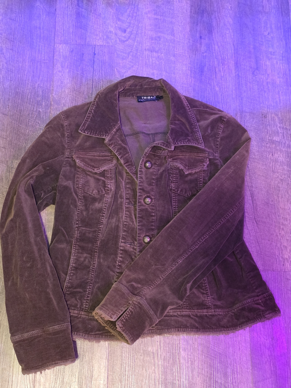 Tribal Brown Corduroy Jacket - Womens Casual Button-Front Coat